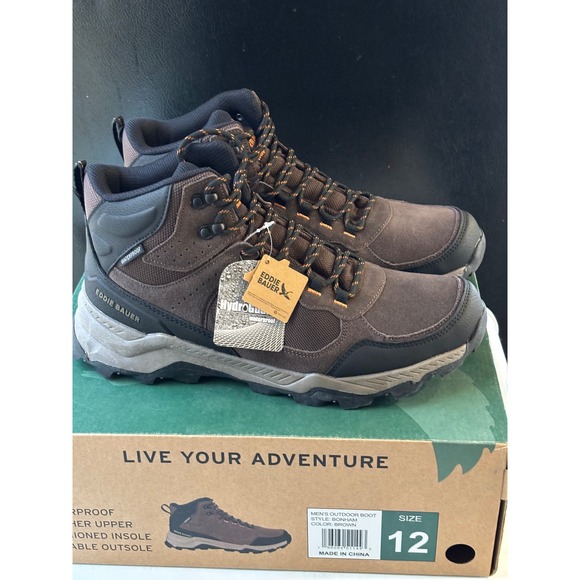 Eddie Bauer Bonham Mens Outdoor Hiking Boots Brown Waterproof Leather Size 12 NE - Picture 4 of 4